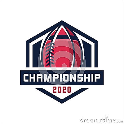 American football logo design. Rugby emblem championship template Vector Illustration