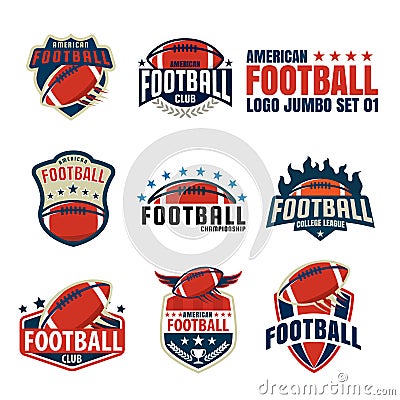 American football logo template collection Vector Illustration