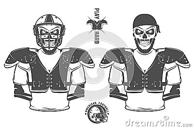 American football play hard prints for shirt,emblems ,logo,tattoo and labels. Vector Illustration