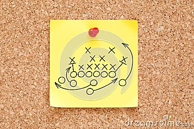 American Football Playbook Tactics Sticky Note Stock Photo