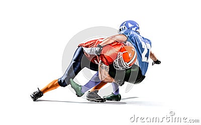 American football player in action on stadium Stock Photo
