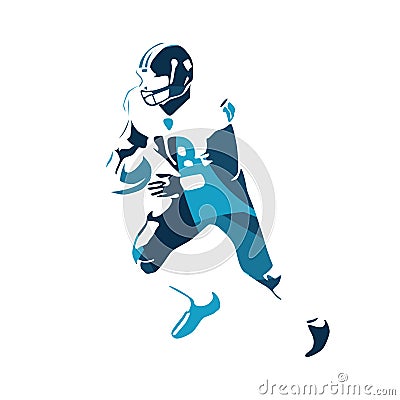 American football player, blue illustration Vector Illustration