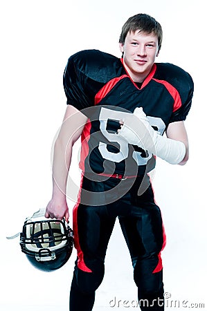 American football player with broken hand Stock Photo