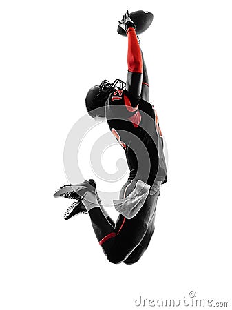 American football player catching ball silhouette Stock Photo