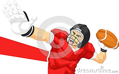 American Football Player Quarterback Throwing Ball Vector Illustration