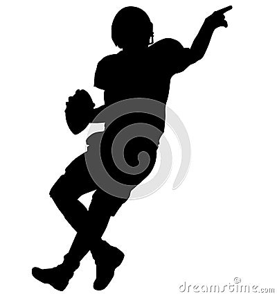 American football player quarterback throwing a pass. Quarterback throws a pass silhouette Stock Photo