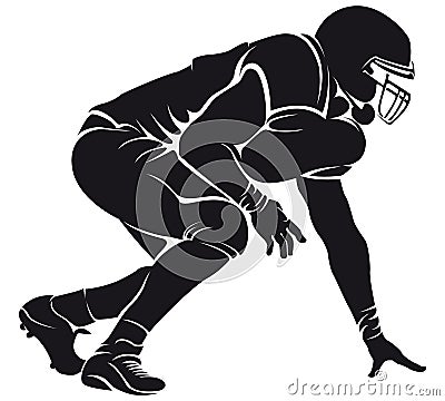 American football player, silhouette Vector Illustration