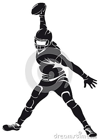 American football player, silhouette Vector Illustration