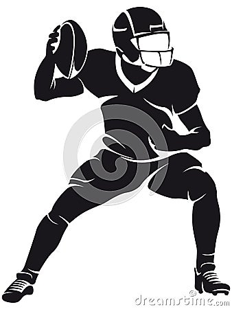 American football player, silhouette Vector Illustration