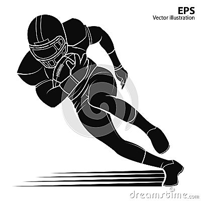 American football player, silhouette Vector illustration. Vector Illustration