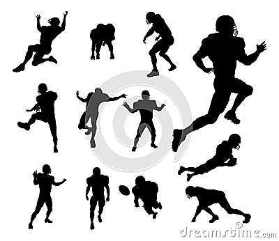 American Football Player Silhouettes Vector Illustration