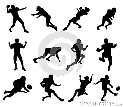 American football player silhouettes Vector Illustration
