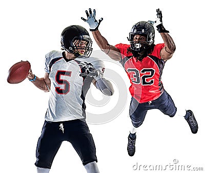 American football players men isolated Stock Photo