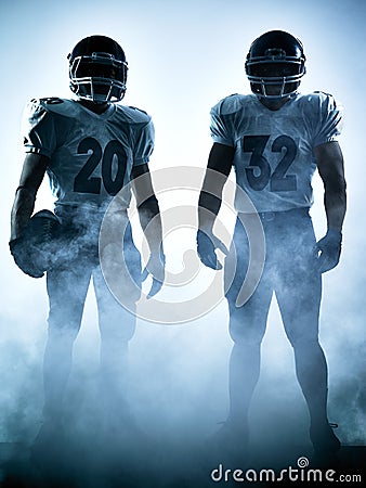 American football players silhouette Stock Photo