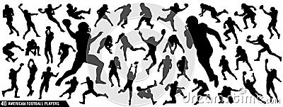 American Football Players Silhouettes Vector Illustration