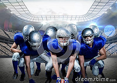 American football players in stadium Stock Photo