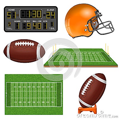 American Football Realistic Icons Vector Illustration