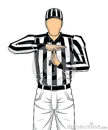 American football referee with calling a time out. Vector Illustration