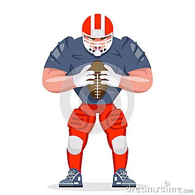 American football rugby player character aggressive sport isolated cartoon design vector illustration Vector Illustration