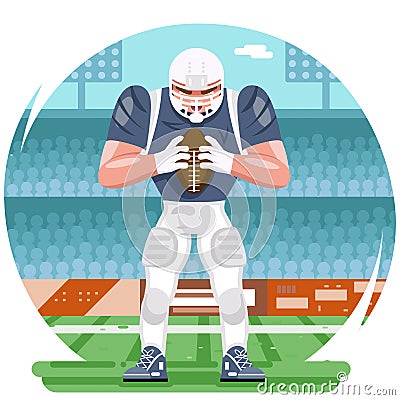 American football rugby player chatacter agressive sport stadium cartoon design vector illustration Vector Illustration