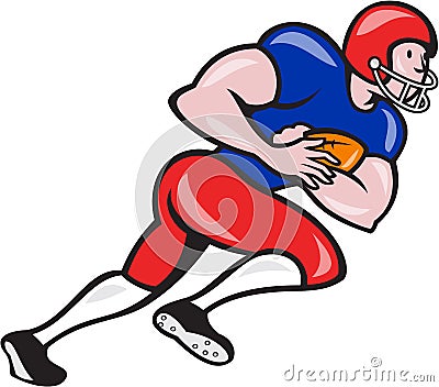 American Football Running Back Rushing Vector Illustration