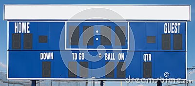 American Football Scoreboard in Blue Stock Photo