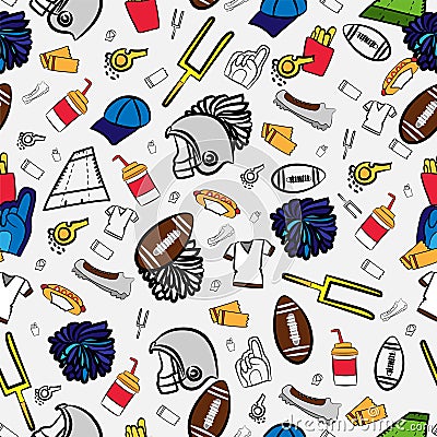 American football seamless pattern all about american football Vector Illustration