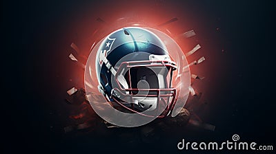 American football themed poster and wallpaper for Super Bowl featuring football helmet, ball, player and stadium. - generative ai Stock Photo