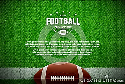 American football top view on green field Vector Illustration