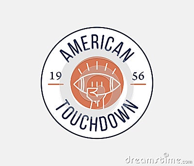 American football touchdown badge Cartoon Illustration