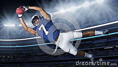 American Football Touchdown Catch Stock Photo