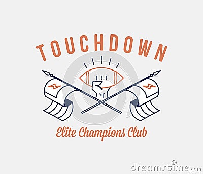 American football touchdown champions Cartoon Illustration