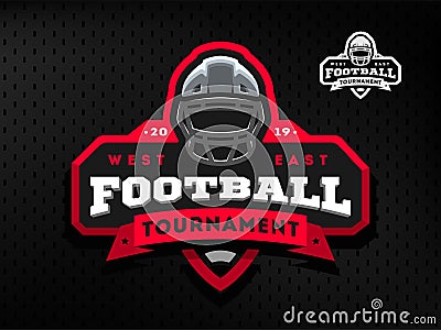 American Football tournament emblem, logo on a dark background. Vector Illustration