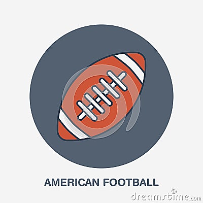 American football vector line icon. Ball logo, equipment sign. Sport competition illustration Vector Illustration