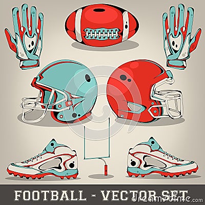 American football vector set Vector Illustration