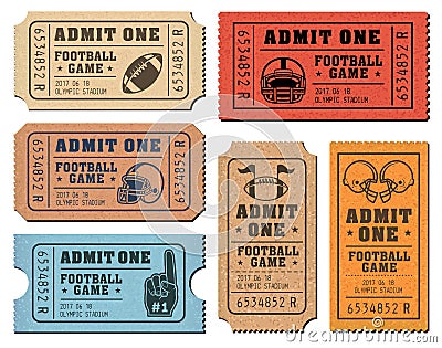 American Football vector tickets Vector Illustration