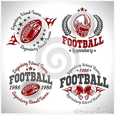 American football vintage vector labels for poster Vector Illustration