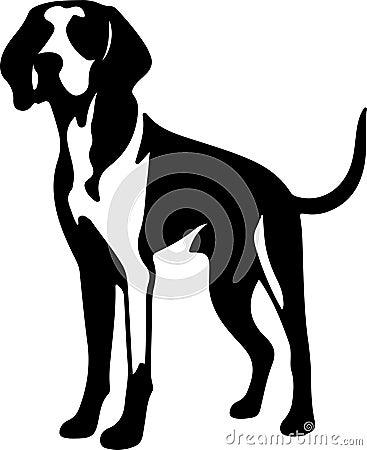 American Foxhound Black Silhouette Generative Ai Vector Illustration