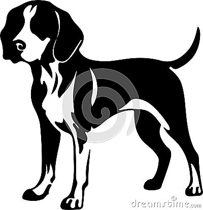 American Foxhound Black Silhouette Generative Ai Vector Illustration