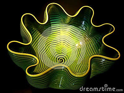 American glass sculptor and entrepreneur Dale Chihuly`s work displayed at Clinton Presidential Center Editorial Stock Photo