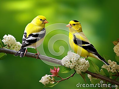 American Goldfinch Cartoon Illustration