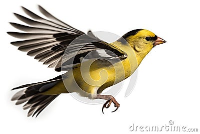 American Goldfinch isolate on white background Stock Photo