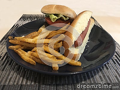 Hamburguer and Hot dog Sanwiches Homemade Dish. Photo image Stock Photo