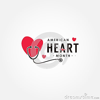 American Heart Month Vector Design For Banner or Background Stock Photo