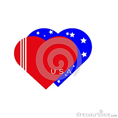 Heart America. Flag of America. Vector Illustration