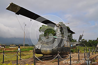 American helicopter on the former Khe Sanh Combat Base, Vietnam Editorial Stock Photo