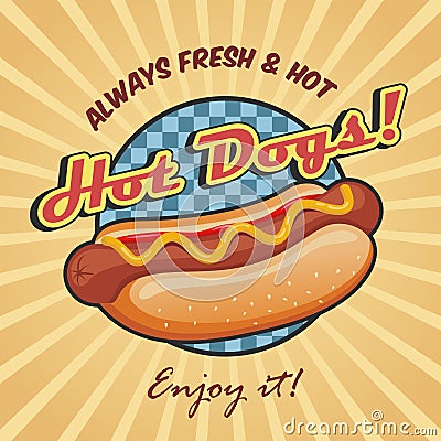 American hot dog poster template Vector Illustration