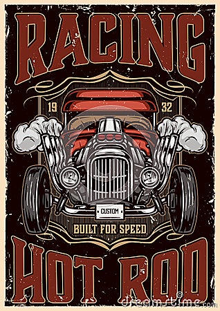 American hot rod vintage poster Vector Illustration