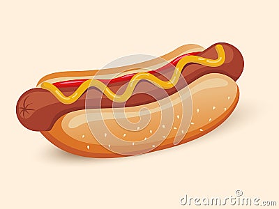 American hotdog sandwich Vector Illustration