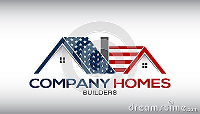 American Houses Logo Business Card Vector Illustration